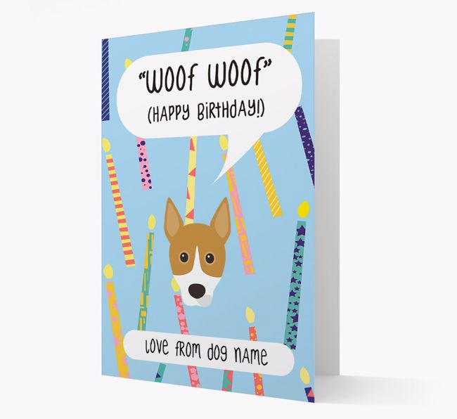 Personalized 'Woof Woof' Birthday Card with {breedFullName} Icon